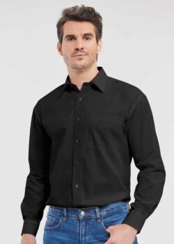 Russell Collection Long Sleeve Easy Care Cotton Poplin Shirt